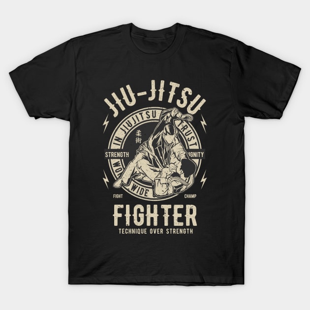 Jiu Jitsu Fighter - BJJ Kämpfer Retro Grafik T-Shirt by Panda Pope